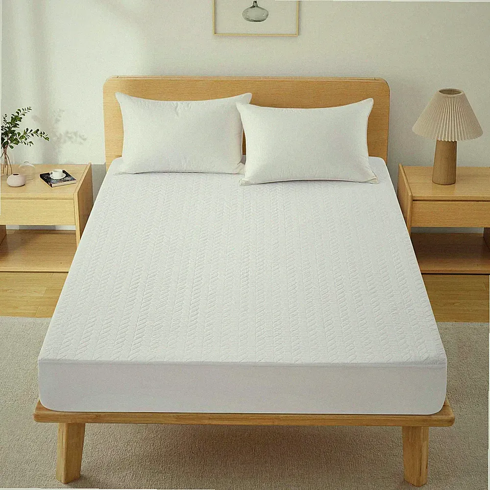 100% Waterproof Leaf Mattress Pad Quilting, King Queen Twin Fitted Sheet