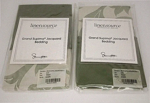 2 Linen Source Grand Supima Cotton Jacquard Green Leaves 26" Euro Pillow Shams