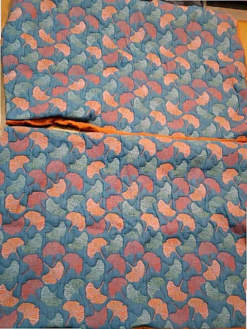 2 Standard Pillow Shams Orange Turquoise Floral Ginko Leaves 2ox30 Envelope Clo