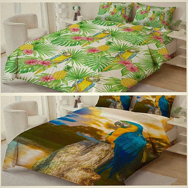 3D Parrot Leaves Flower Sky Quilt Cover Duvet Cover Comforter set
