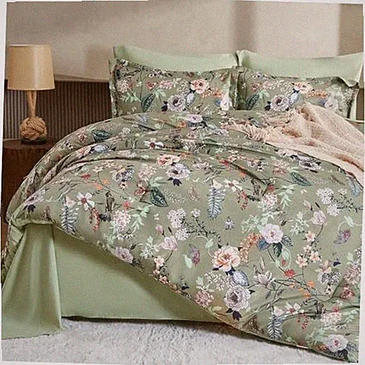 7 Piece Comforter Set Butterfly Floral Comforter Set with King Sage Green