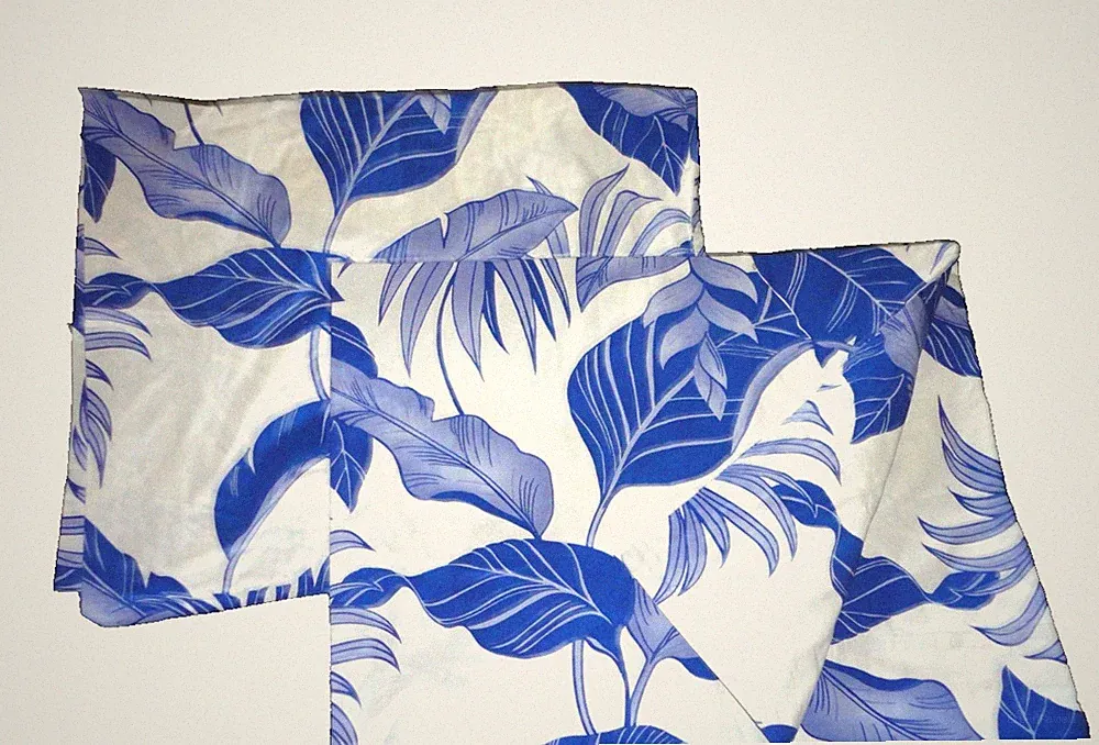 BLUE banana leaf leaves tropical (2) STANDARD/QUEEN PILLOWCASES 20 X 31