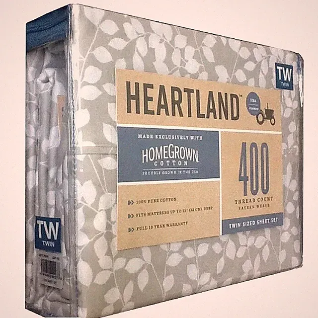 brand new LEAF PATTERN Heartland 400 TC 100% Cotton Sateen-Weave TWIN Sheet Set