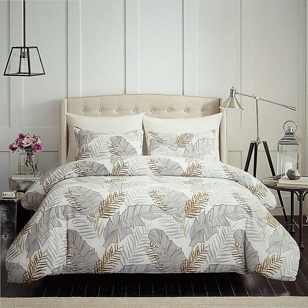 GETIANN Soft Bedding Duvet Cover Set Queen Banana Leaf Comforter Cover Set Full