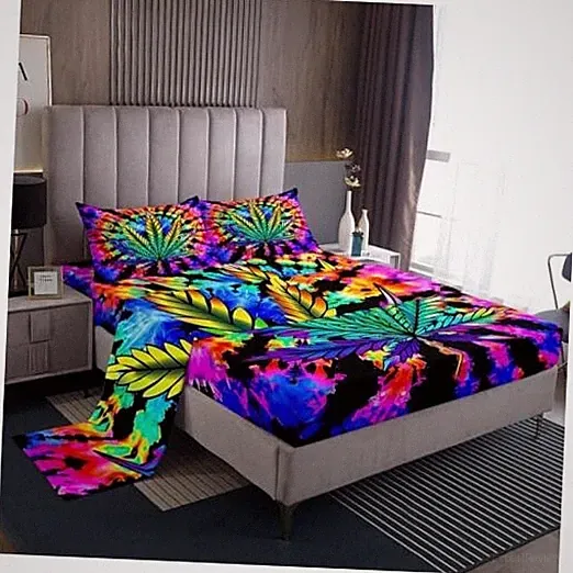 Leaf Bed Sheets,Leaves Sheet Set with Pillow Shams,Colorful Leaf King Multi 16