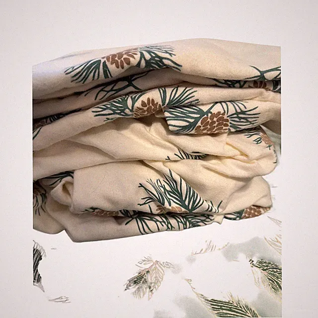 Mainstays Twin 100% Cotton Sheet Set Pinecone Print Cream Green 2 pc New