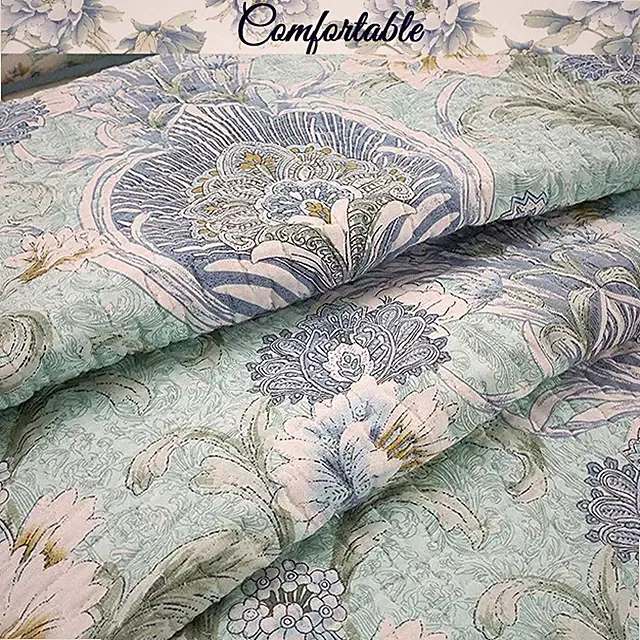 NEW! ~ COZY CHIC SOFT BLUE GREEN AQUA WHITE COTTON TROPICAL BEACH LEAF QUILT SET
