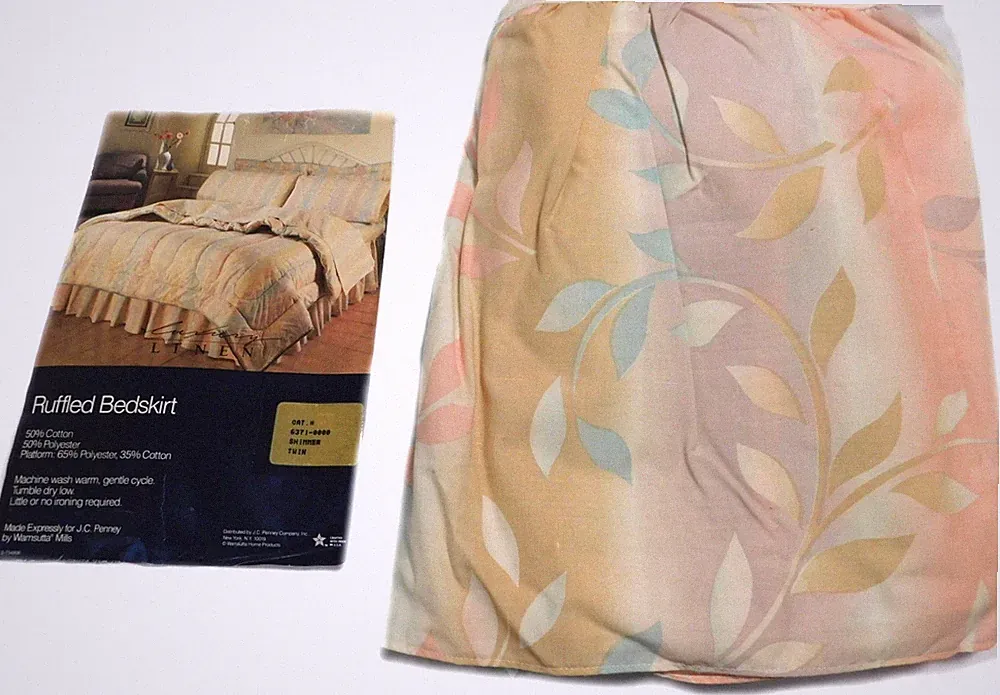 NEW Twin Bed Fitted Ruffled Skirt Leaf Pattern J C Penny by Wamsutta USA Reg$29