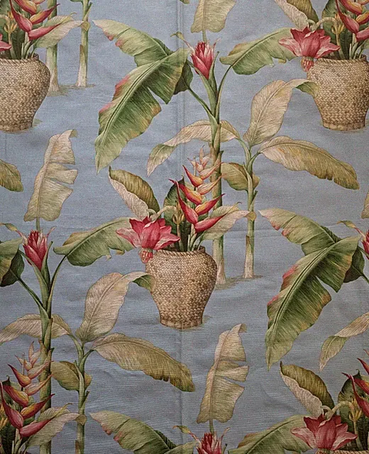 P. Kaufmann Tropical Banana Leaf Floral Cotton Upholstery Fabric USA 1+ Yd 57" W