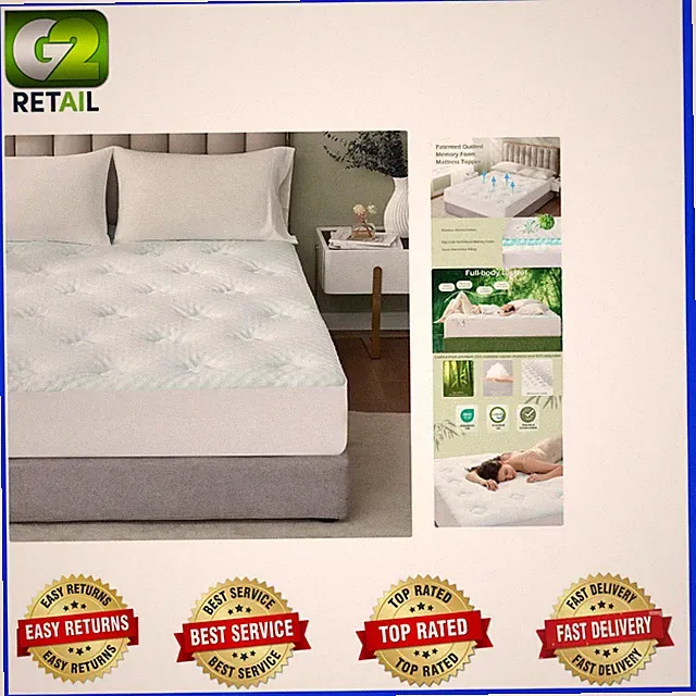 Queen Memory Foam Topper with Bamboo Cover - Noiseless and Orthopedic