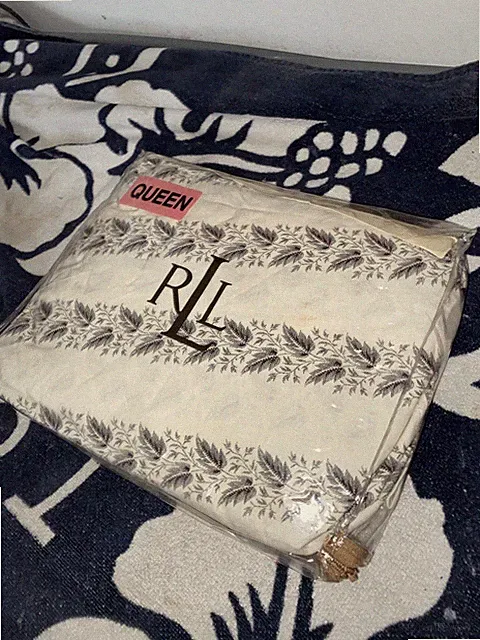 Ralph Lauren WINTER COTTAGE LEAF Queen Bedskirt Cream 2000s Package NOS