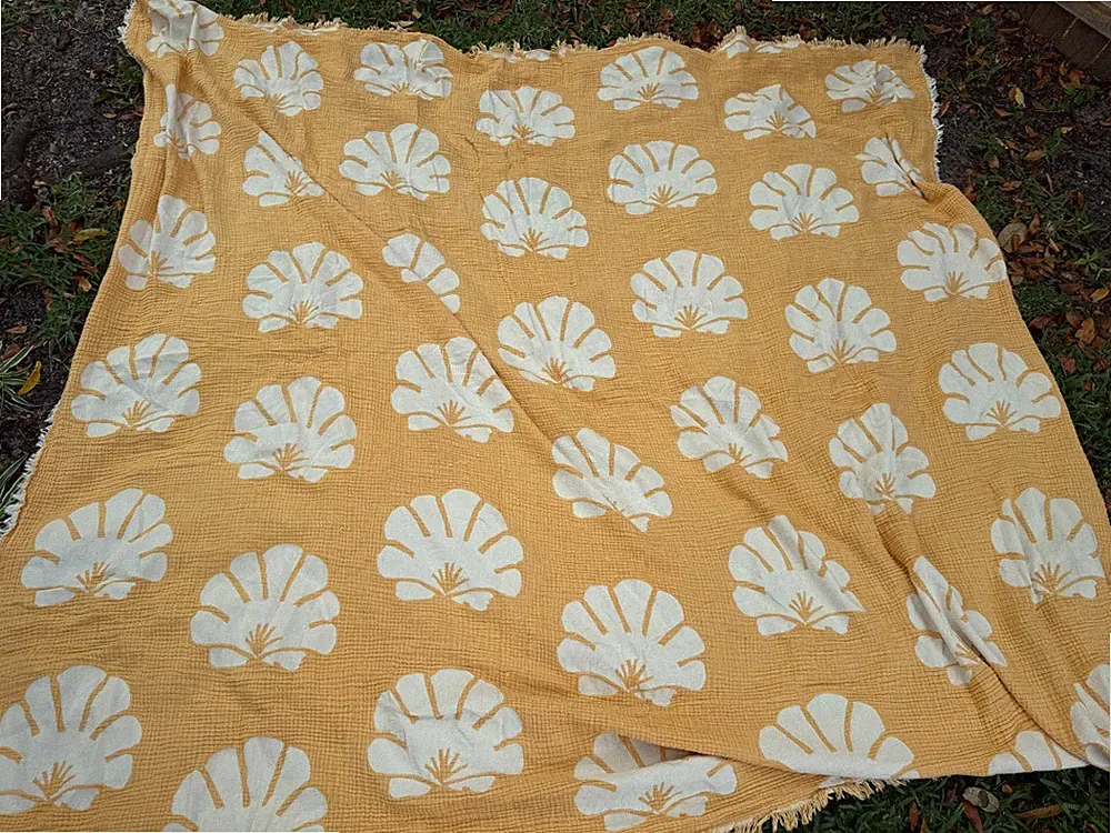 Sand Cloud Turks Palm Leaves Party Blanket 90" X 90" 100% Turkish Organic Cotton