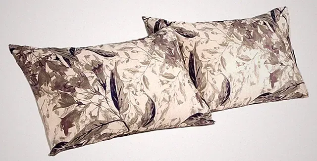 Tache Microfiber Abstract Wispy Leaf Taupe Charcoal Grey Purple Pillowcase