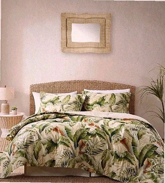 Tommy Bahama Palmiers Palm Banana Leaf Tropical Cotton KING Comforter